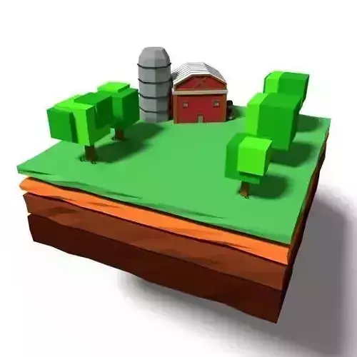 ForestWithBarn farm with trees and silo