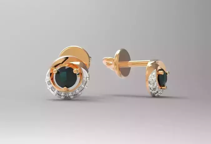 Earrings with gem 3mm