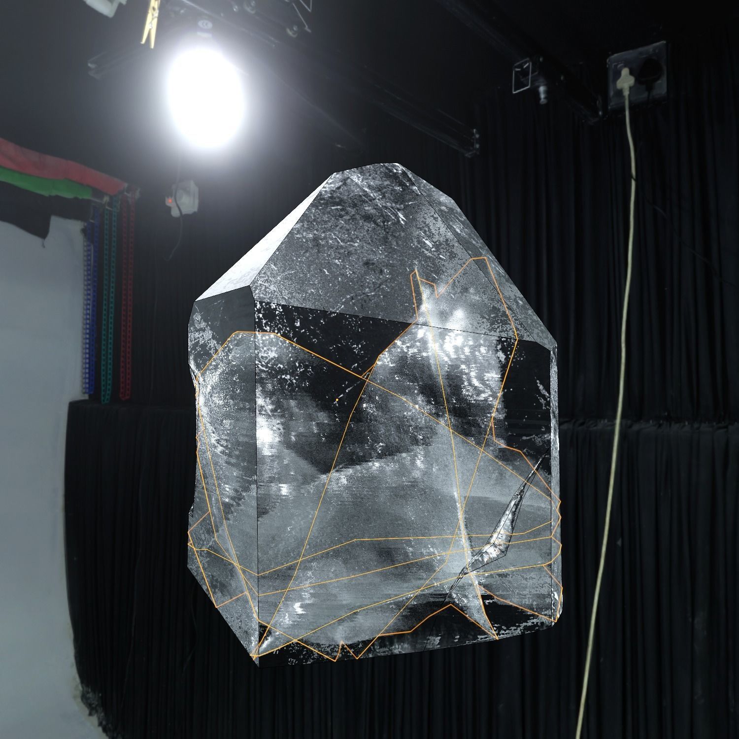 Small fractured quartz crystal Low-poly 3D model_9