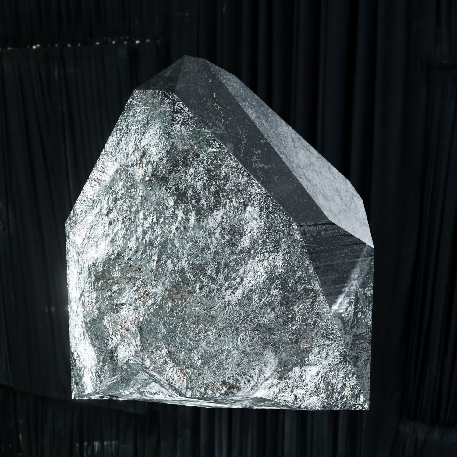 Small fractured quartz crystal Low-poly 3D model_7