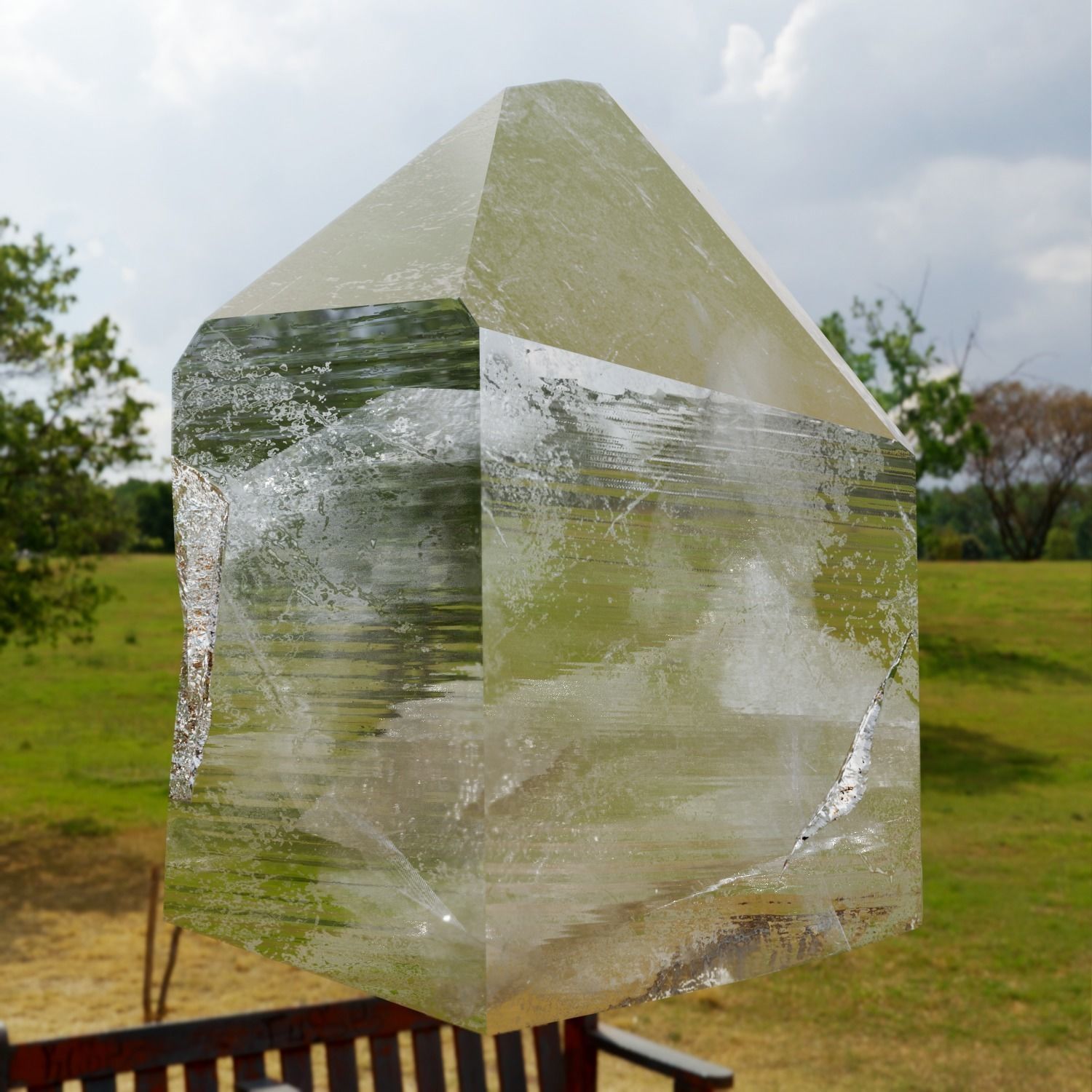 Small fractured quartz crystal Low-poly 3D model_3