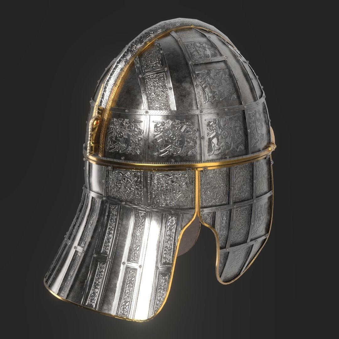 Sutton Hoo Helmet Low-poly 3D model_3