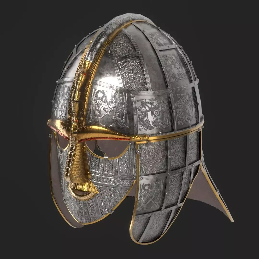 Sutton Hoo Helmet Low-poly 3D model_0
