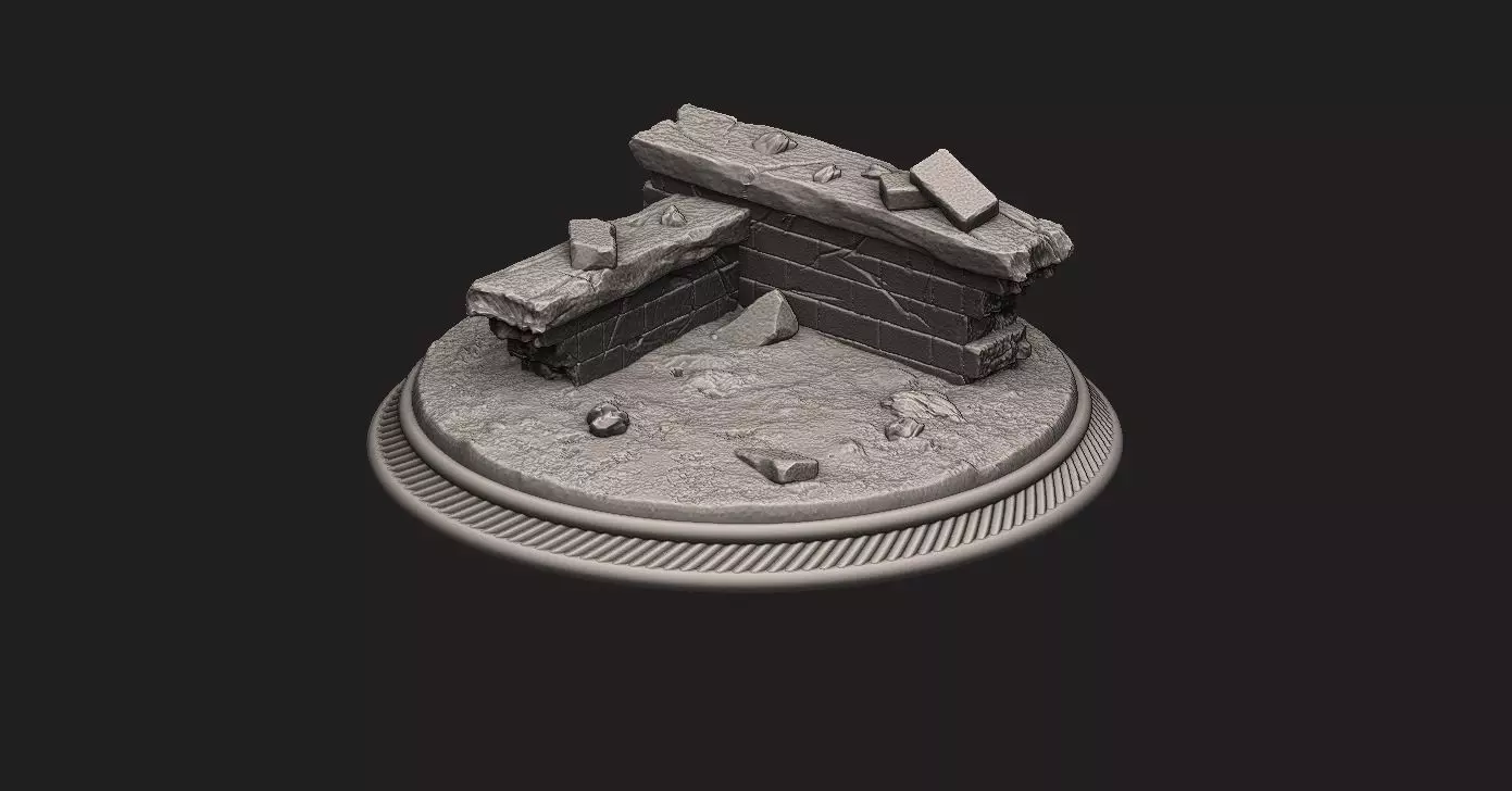custom rubble Base for miniatures - Figures - version 02 3D print model_0
