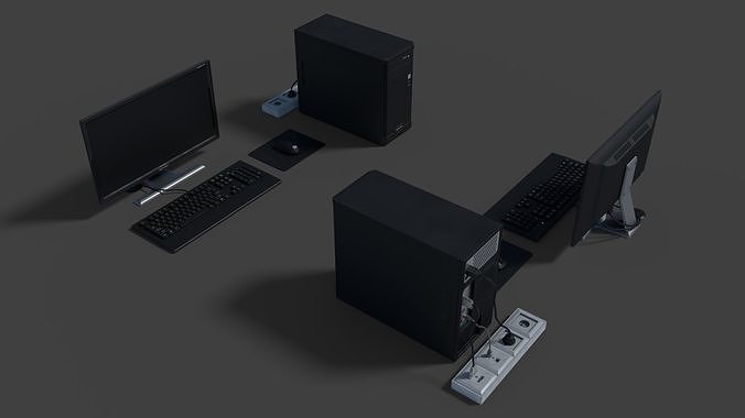 Office Desktop Computer Low-poly 3D model