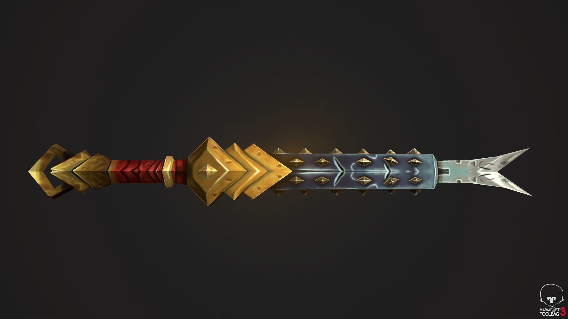Stylized Handpainted Sword and Shield Low-poly 3D model_21