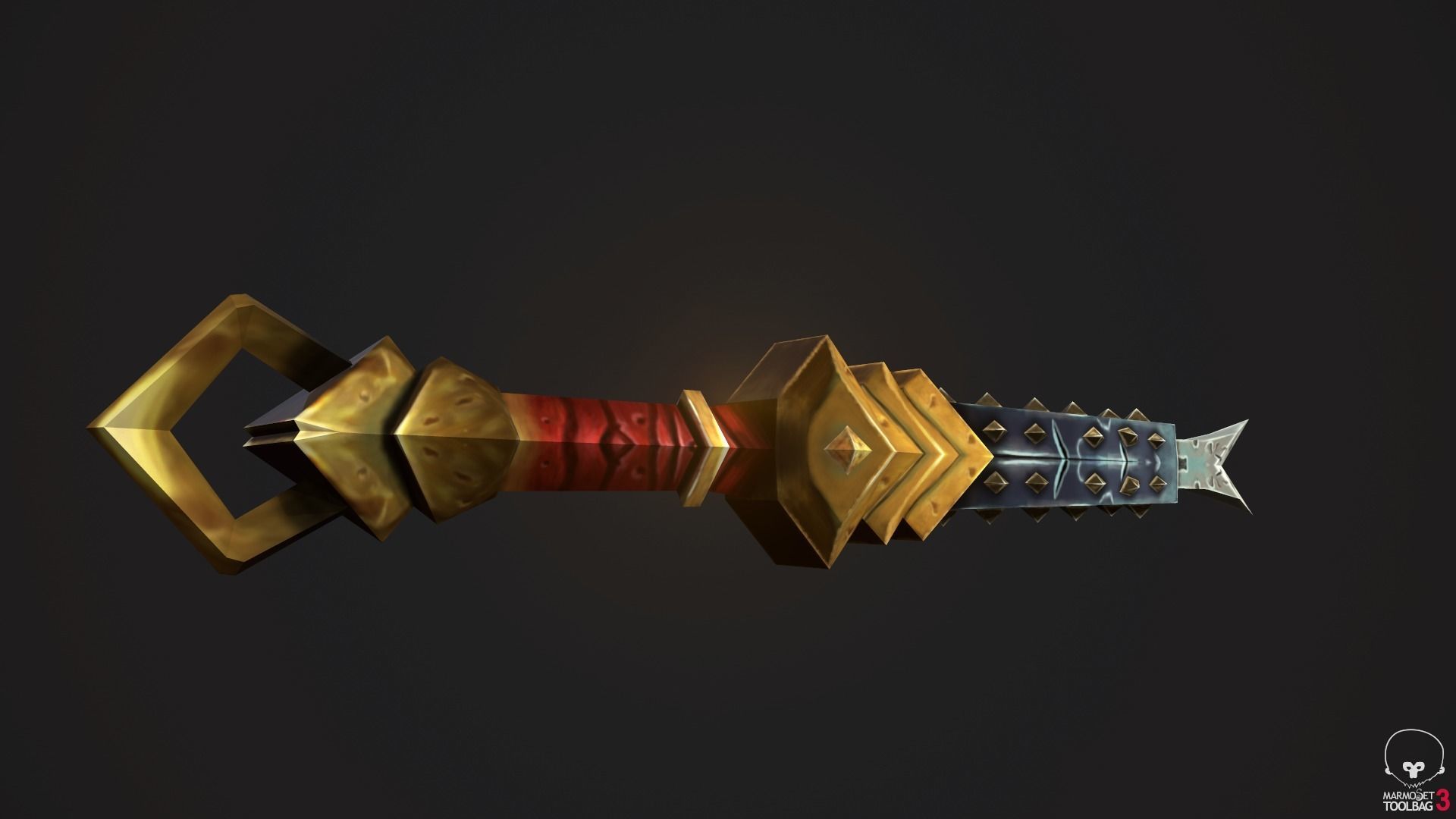 Stylized Handpainted Sword and Shield Low-poly 3D model_23