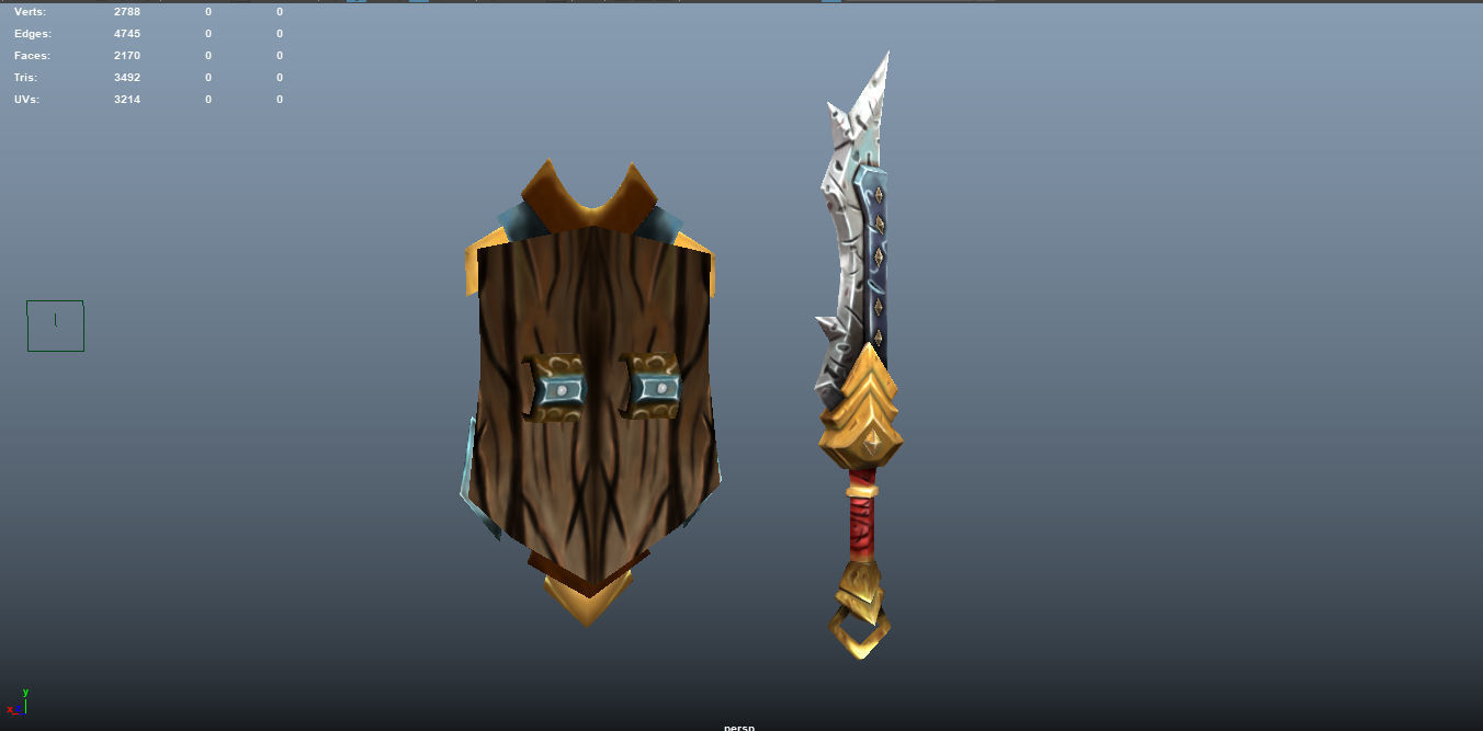 Stylized Handpainted Sword and Shield Low-poly 3D model_26