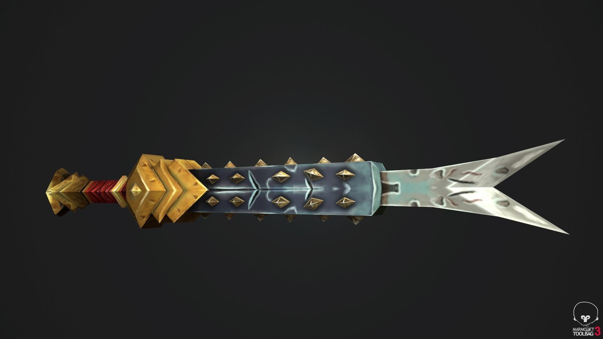 Stylized Handpainted Sword and Shield Low-poly 3D model_22