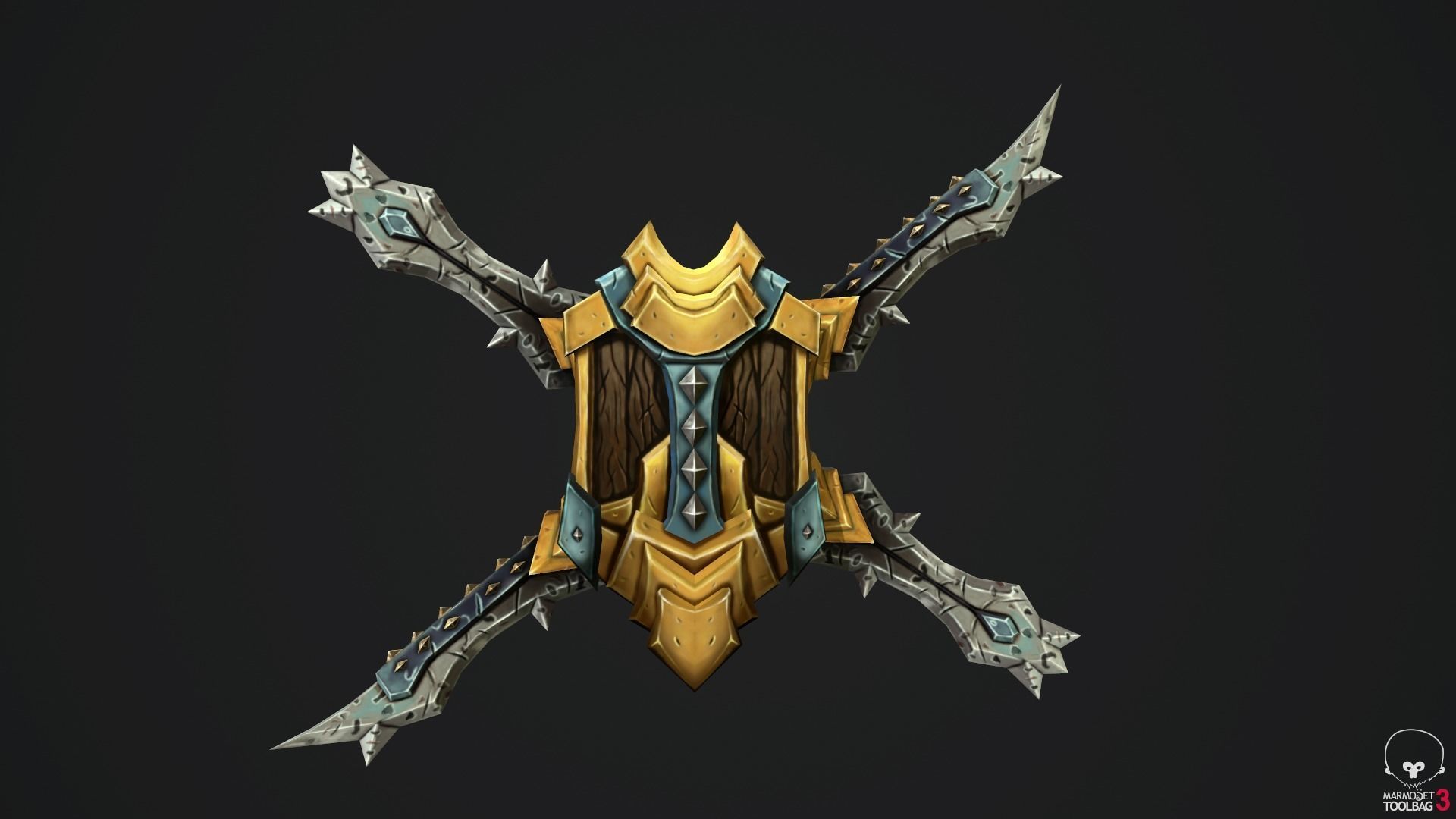 Stylized Handpainted Sword and Shield Low-poly 3D model_7