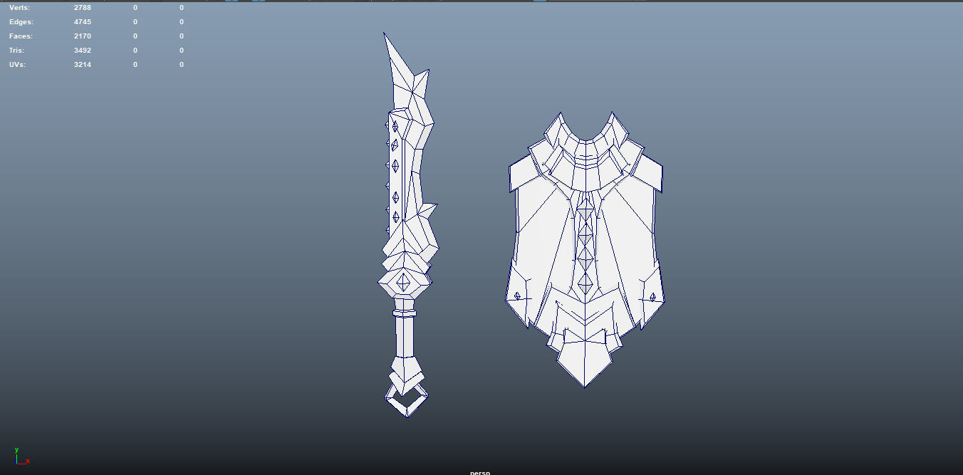 Stylized Handpainted Sword and Shield Low-poly 3D model_24