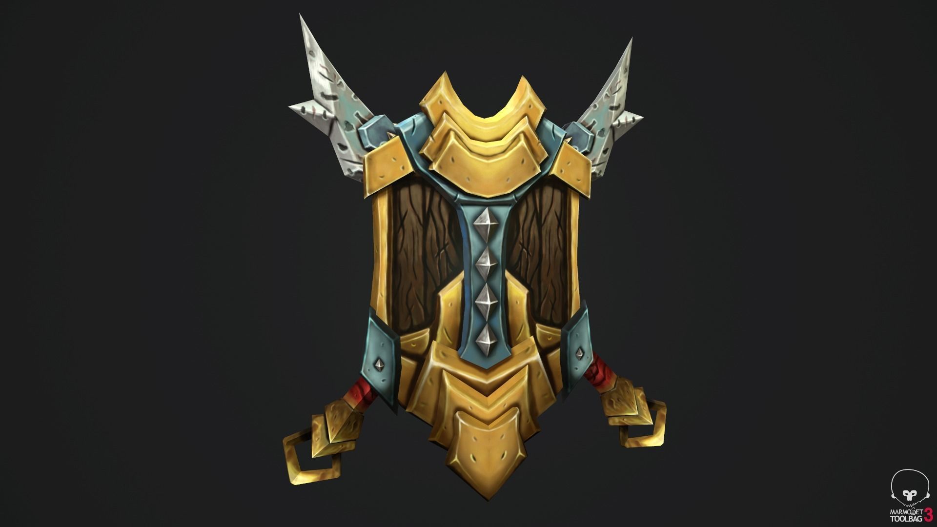 Stylized Handpainted Sword and Shield Low-poly 3D model_5