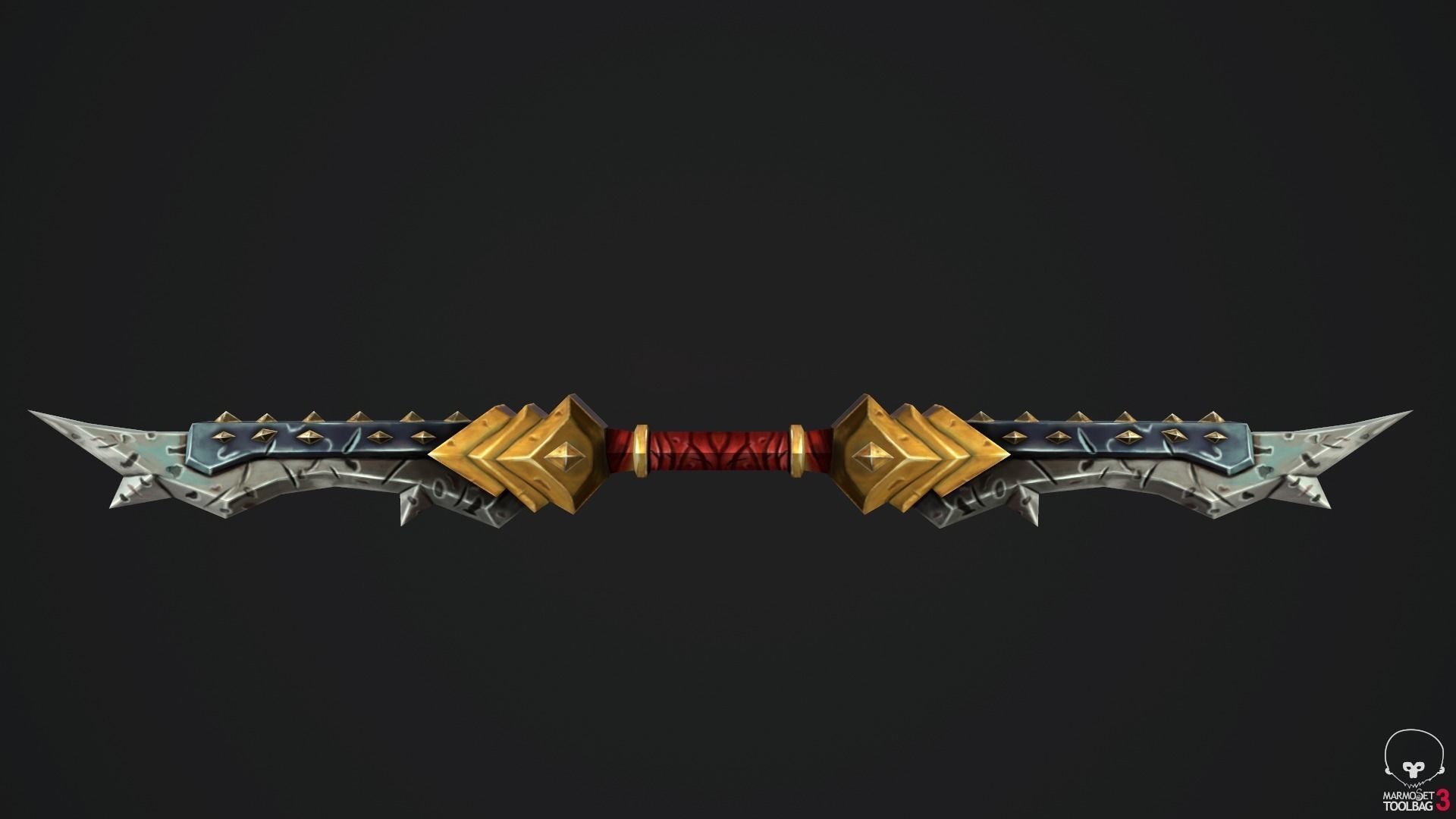 Stylized Handpainted Sword and Shield Low-poly 3D model_15