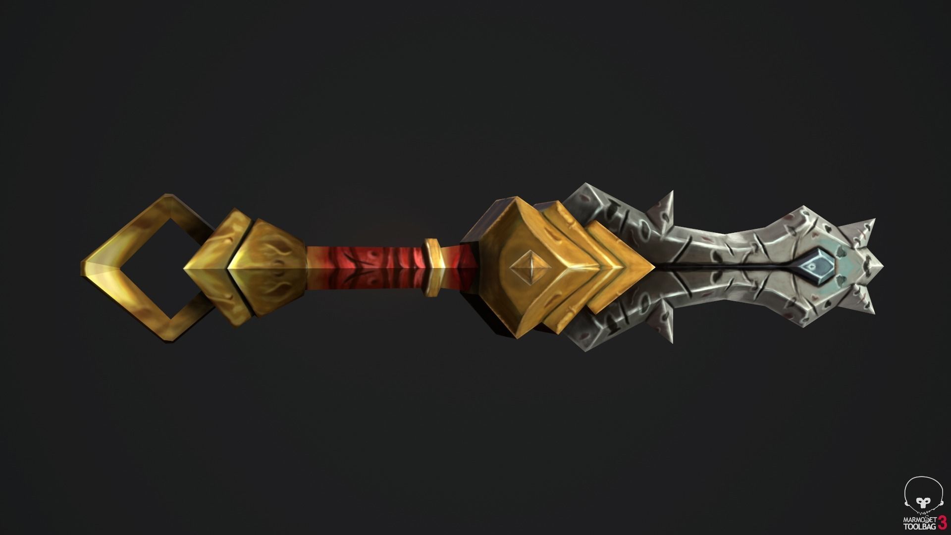 Stylized Handpainted Sword and Shield Low-poly 3D model_18