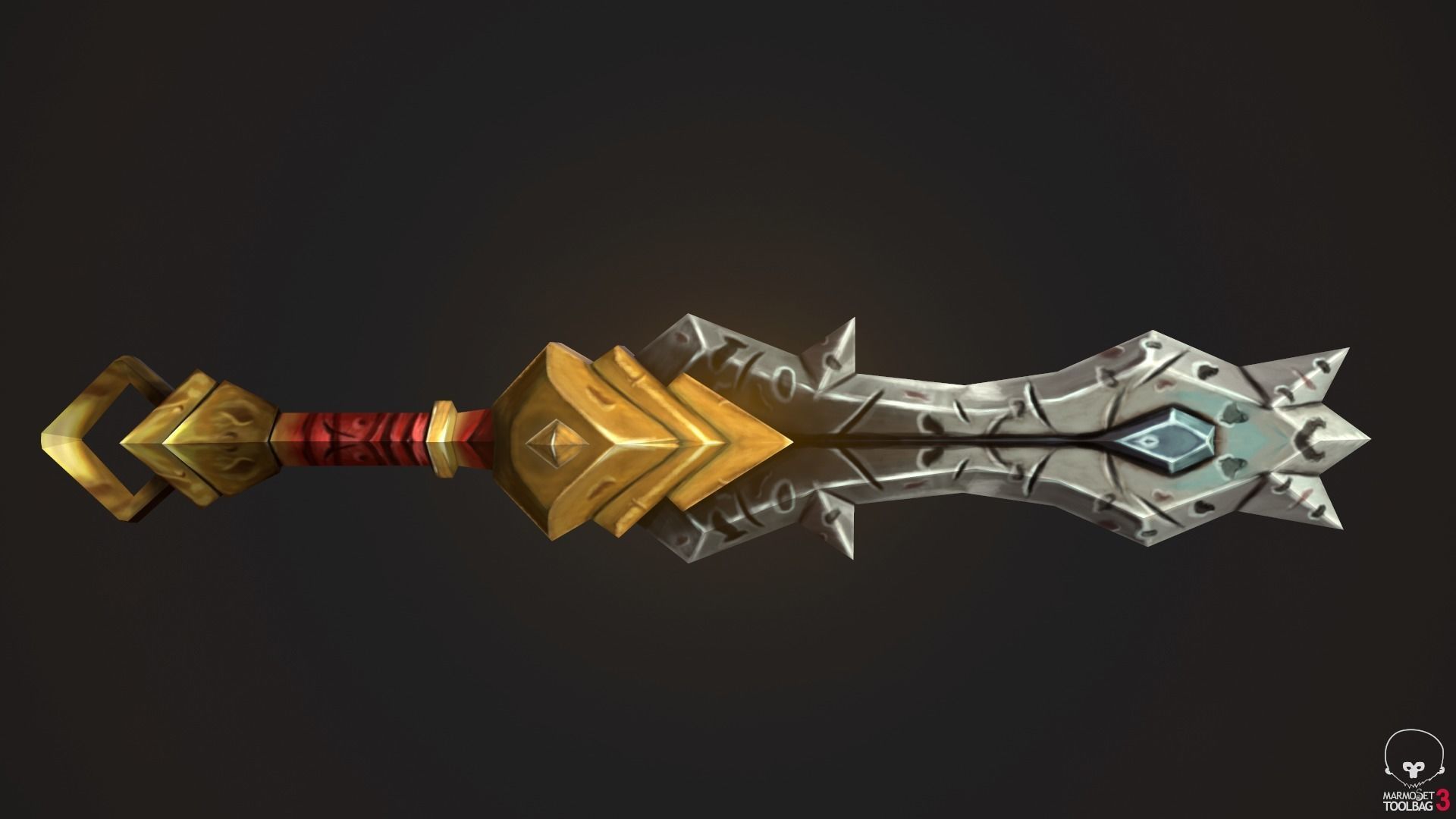 Stylized Handpainted Sword and Shield Low-poly 3D model_16