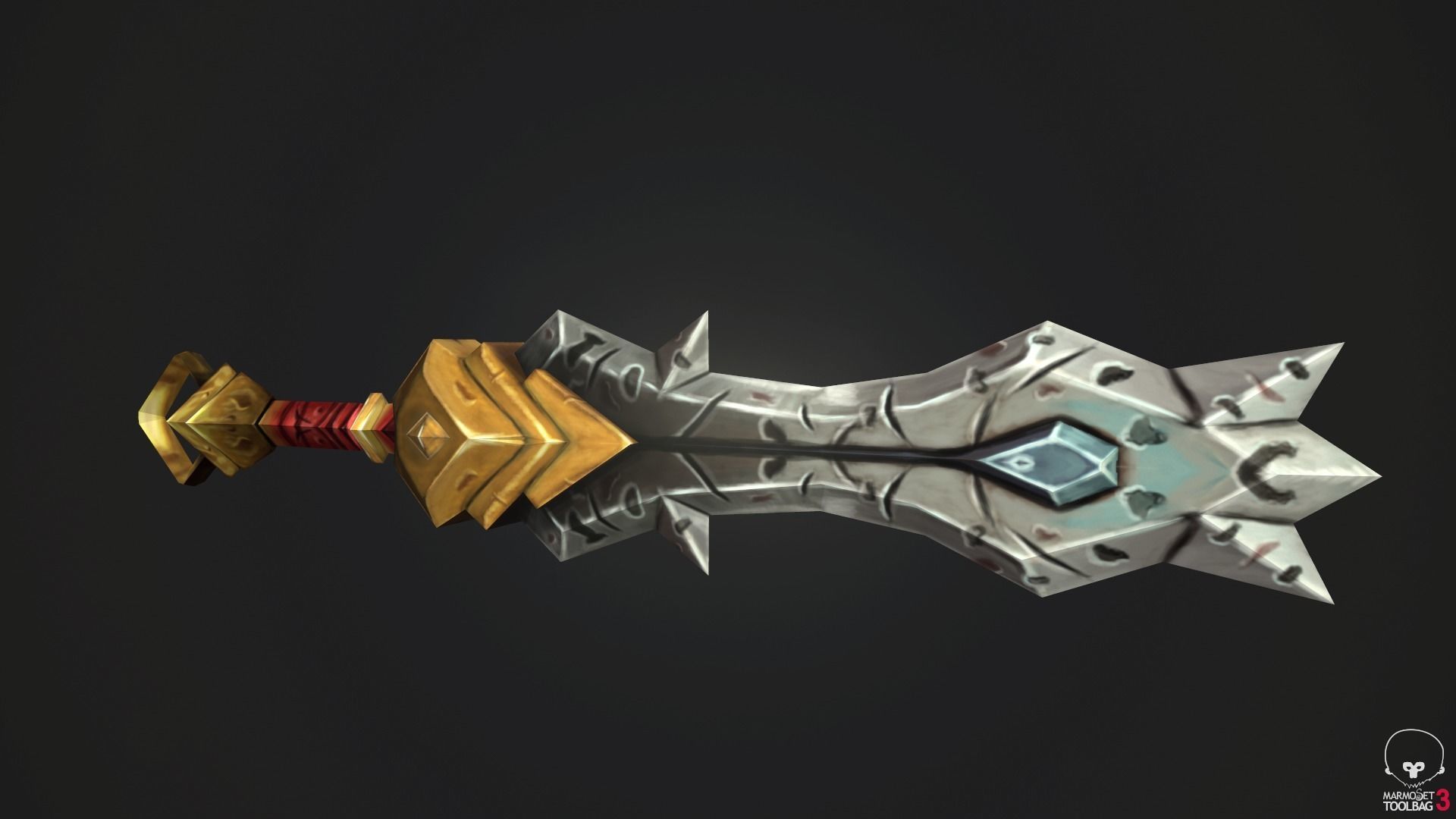 Stylized Handpainted Sword and Shield Low-poly 3D model_17