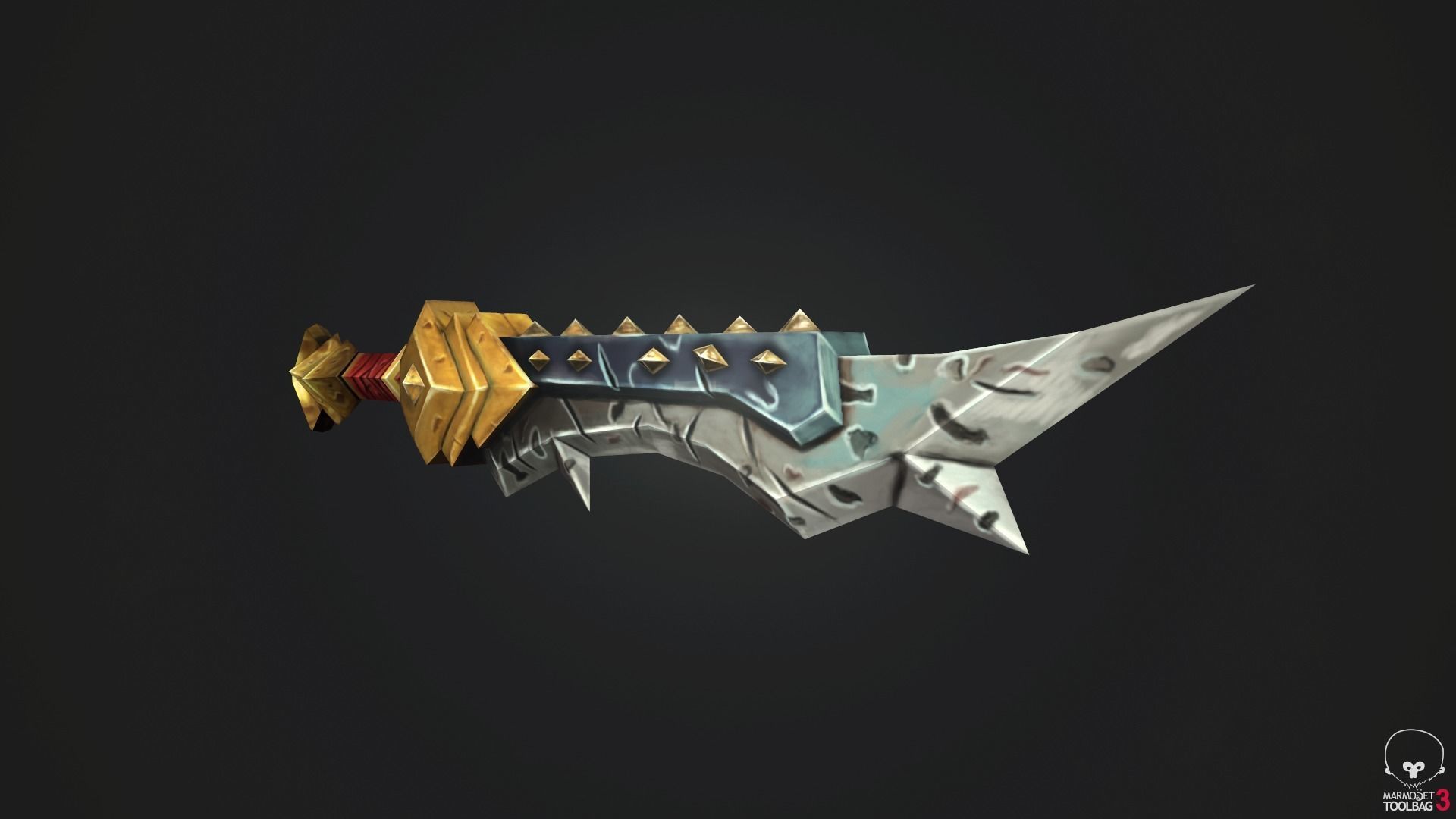 Stylized Handpainted Sword and Shield Low-poly 3D model_14
