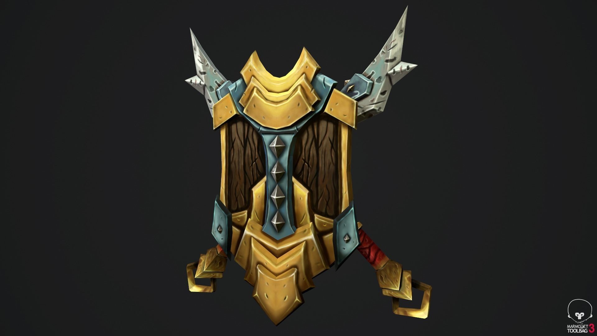 Stylized Handpainted Sword and Shield Low-poly 3D model_6