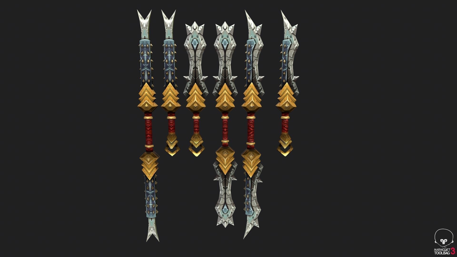 Stylized Handpainted Sword and Shield Low-poly 3D model_1