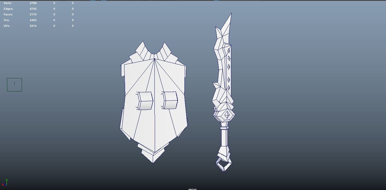 Stylized Handpainted Sword and Shield Low-poly 3D model_27