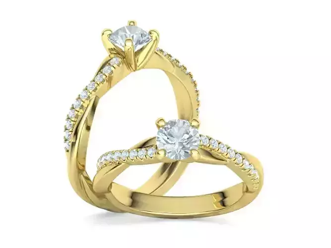 Petite twisted vine Diamond ring 4 prong design