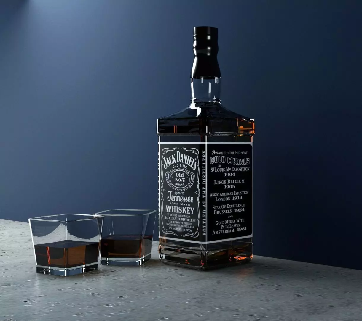 Jack Daniels bottle Low-poly 3D model_0