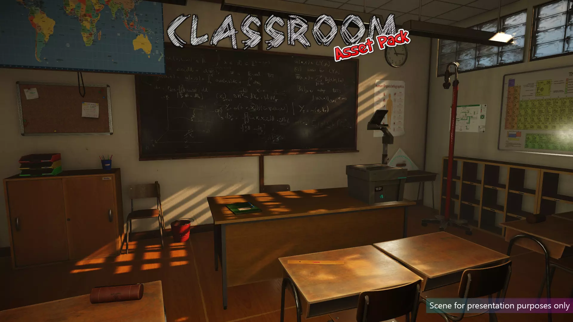 Low-Poly Classroom Pack Low-poly 3D model_0