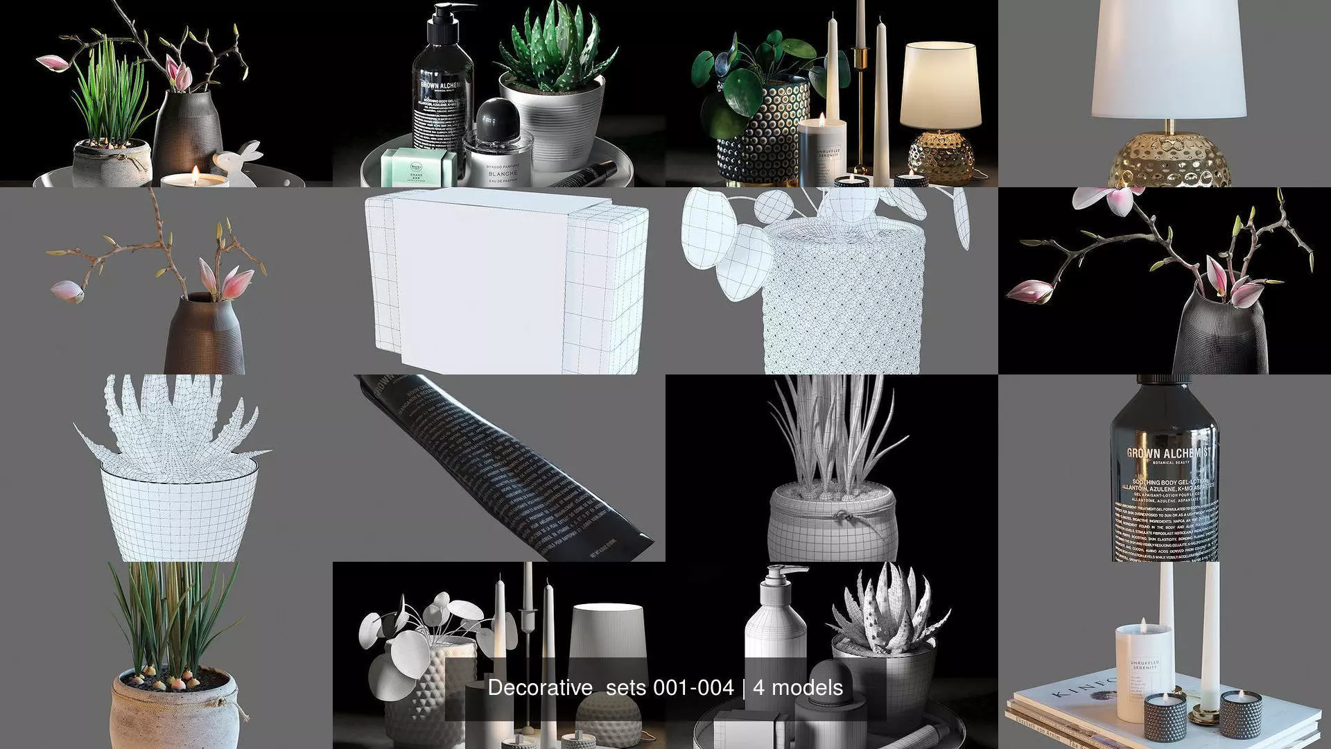 Decorative  sets 001-004 3D Model Collection_0