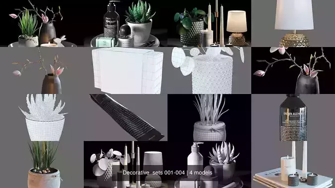 Decorative  sets 001-004 3D Model Collection