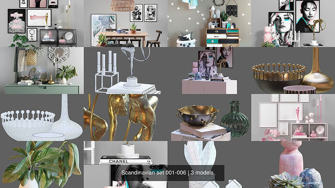 Scandinavian set 001-006 3D Model Collection