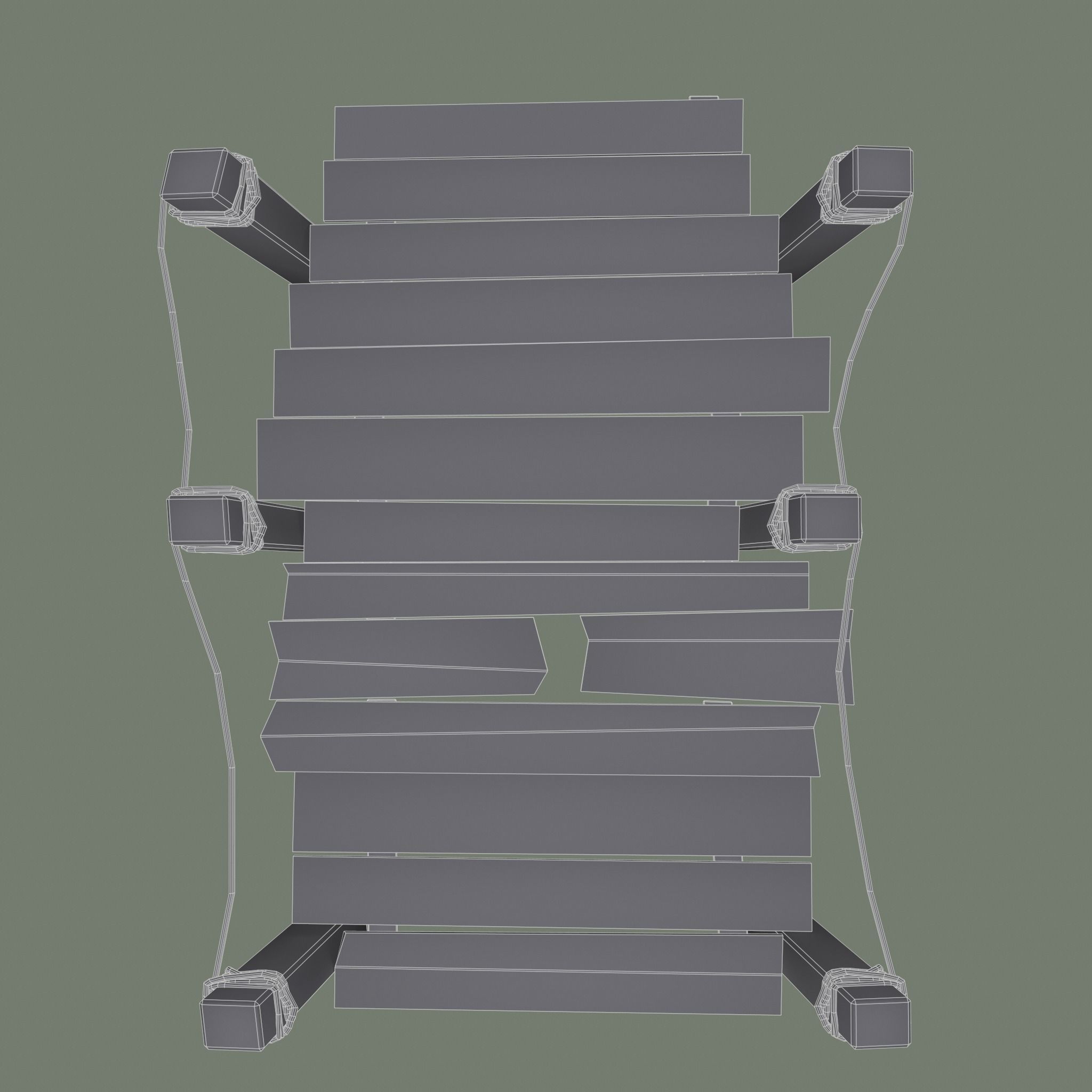 Wooden Straight Modular Dock 2 Piece Set Low-poly 3D model_22