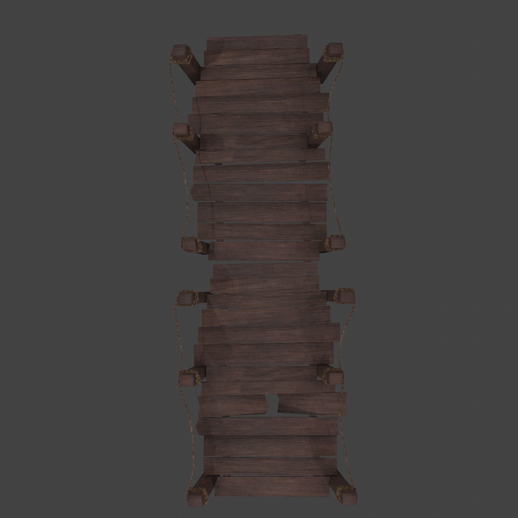 Wooden Straight Modular Dock 2 Piece Set Low-poly 3D model_19