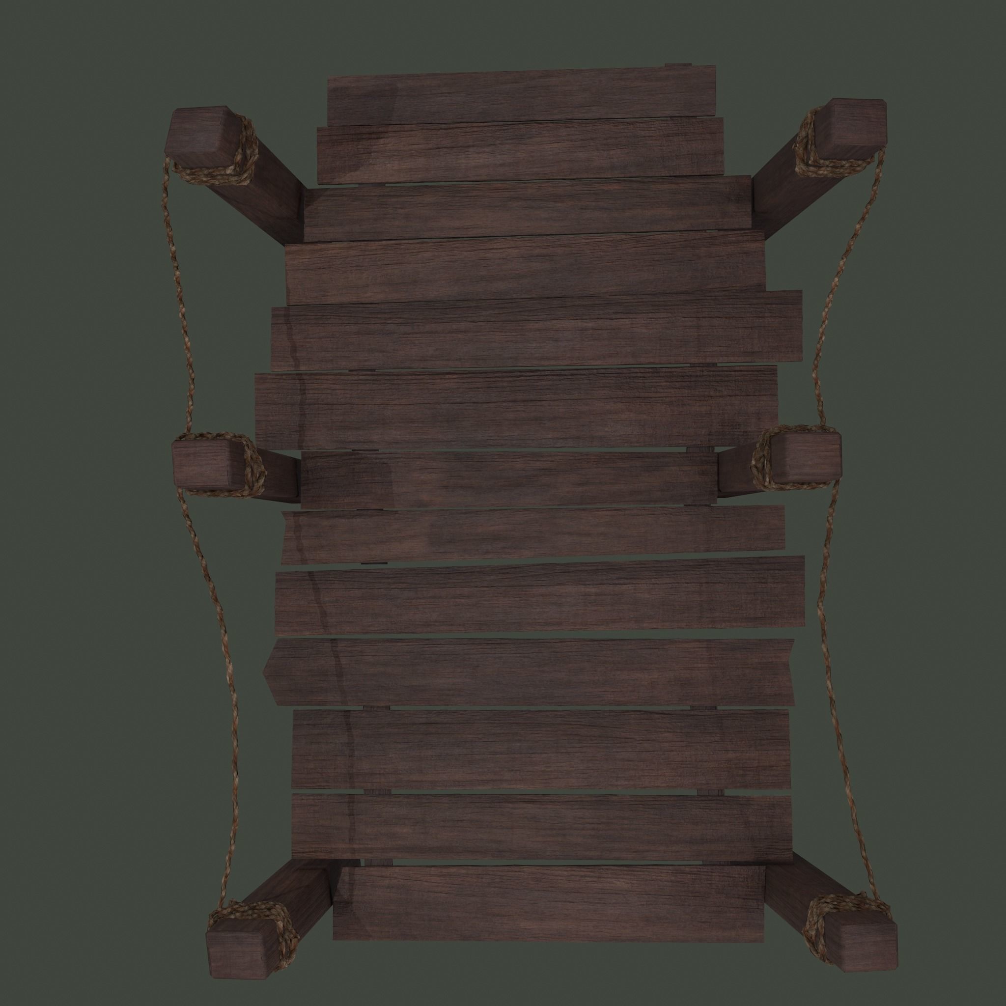 Wooden Straight Modular Dock 2 Piece Set Low-poly 3D model_5