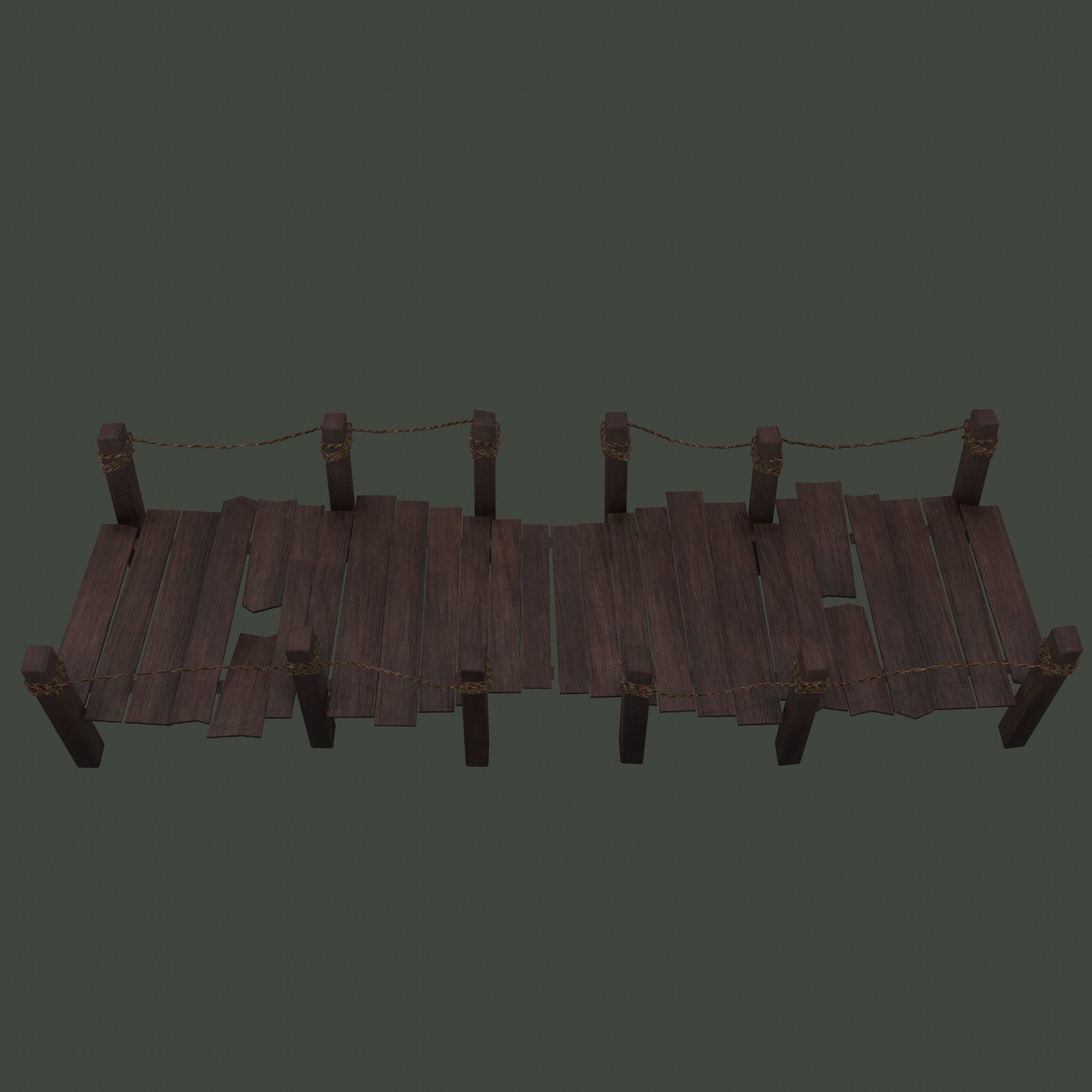 Wooden Straight Modular Dock 2 Piece Set Low-poly 3D model_11