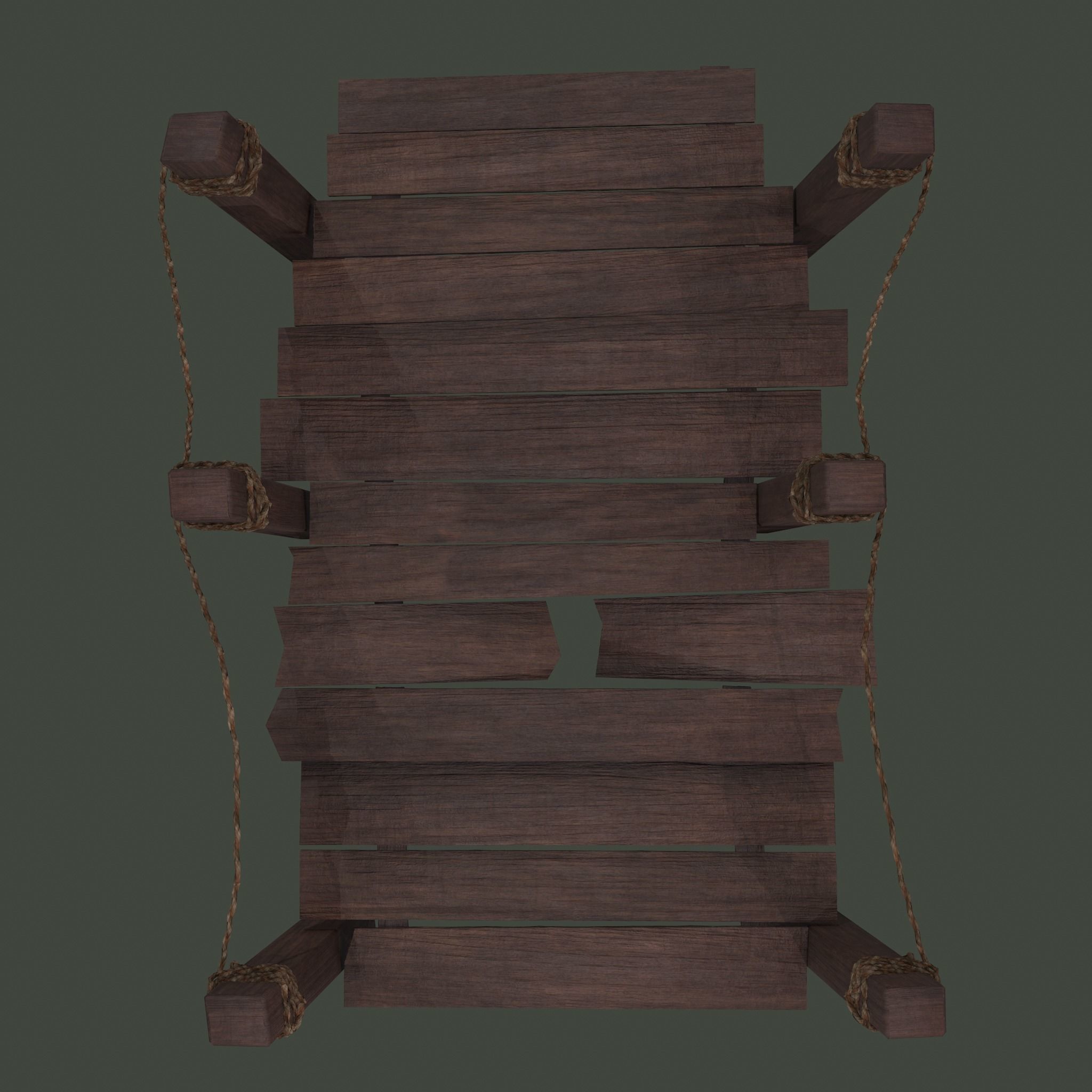 Wooden Straight Modular Dock 2 Piece Set Low-poly 3D model_4