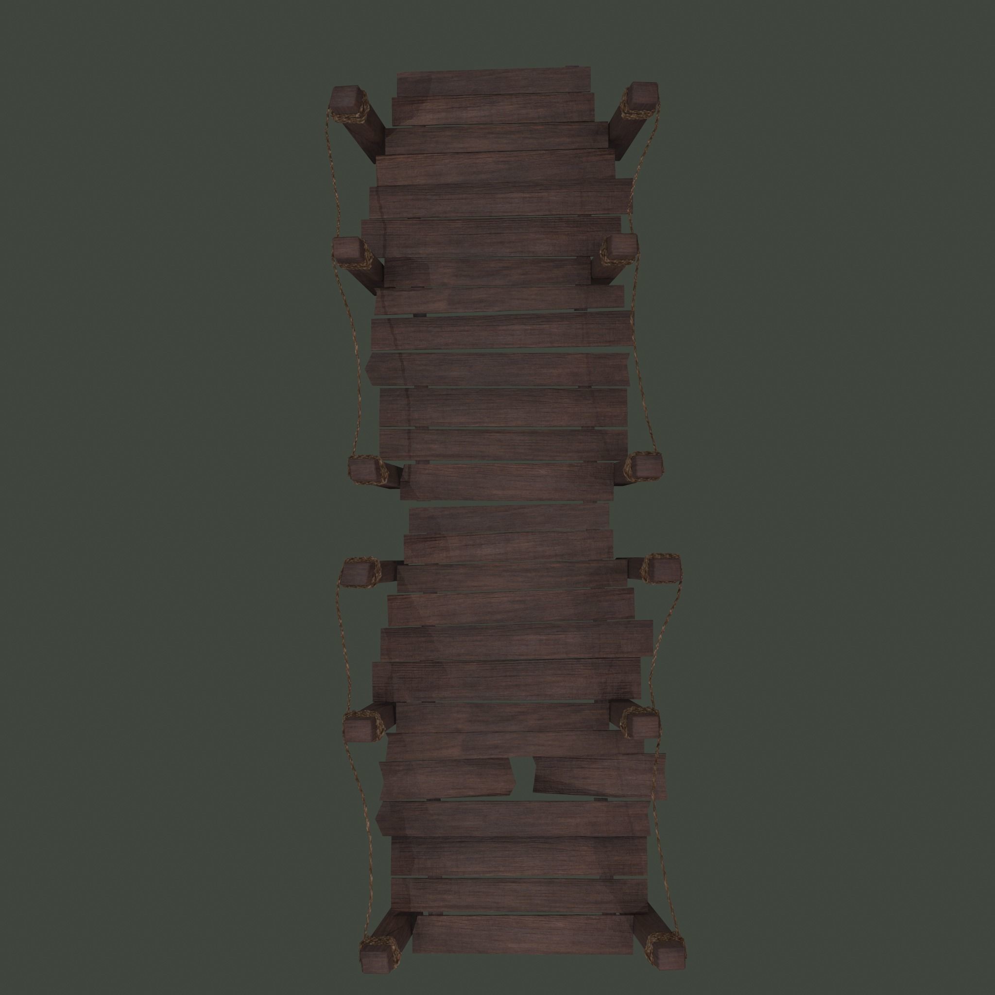 Wooden Straight Modular Dock 2 Piece Set Low-poly 3D model_3