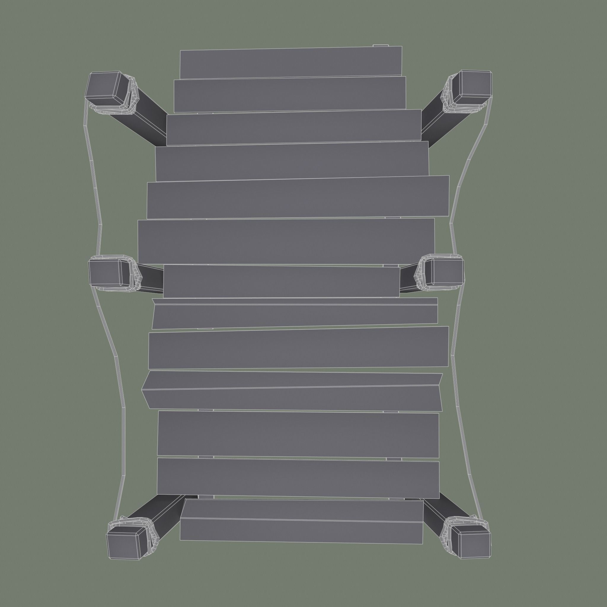 Wooden Straight Modular Dock 2 Piece Set Low-poly 3D model_23