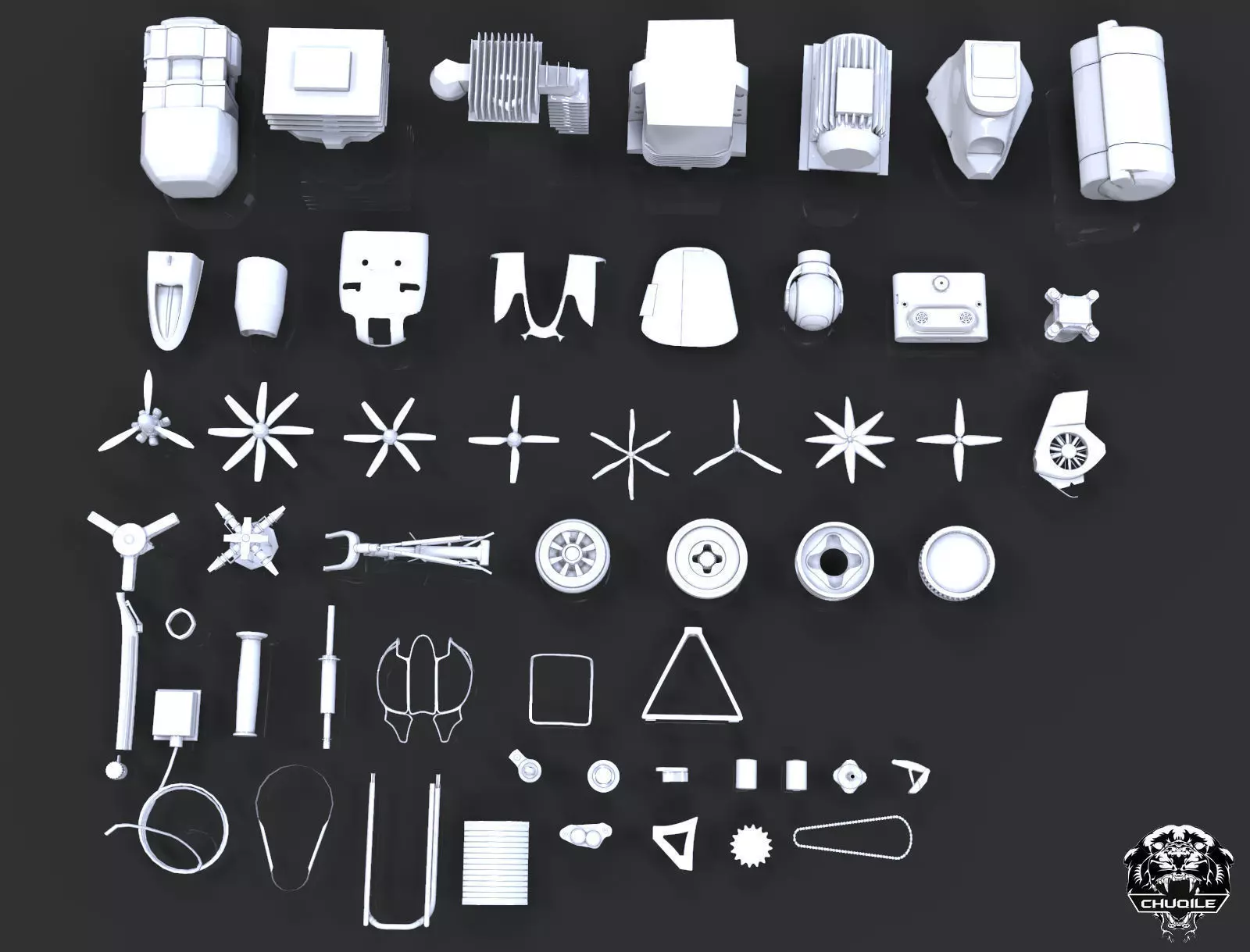 Industrial - Kitbash Low-poly 3D model_0