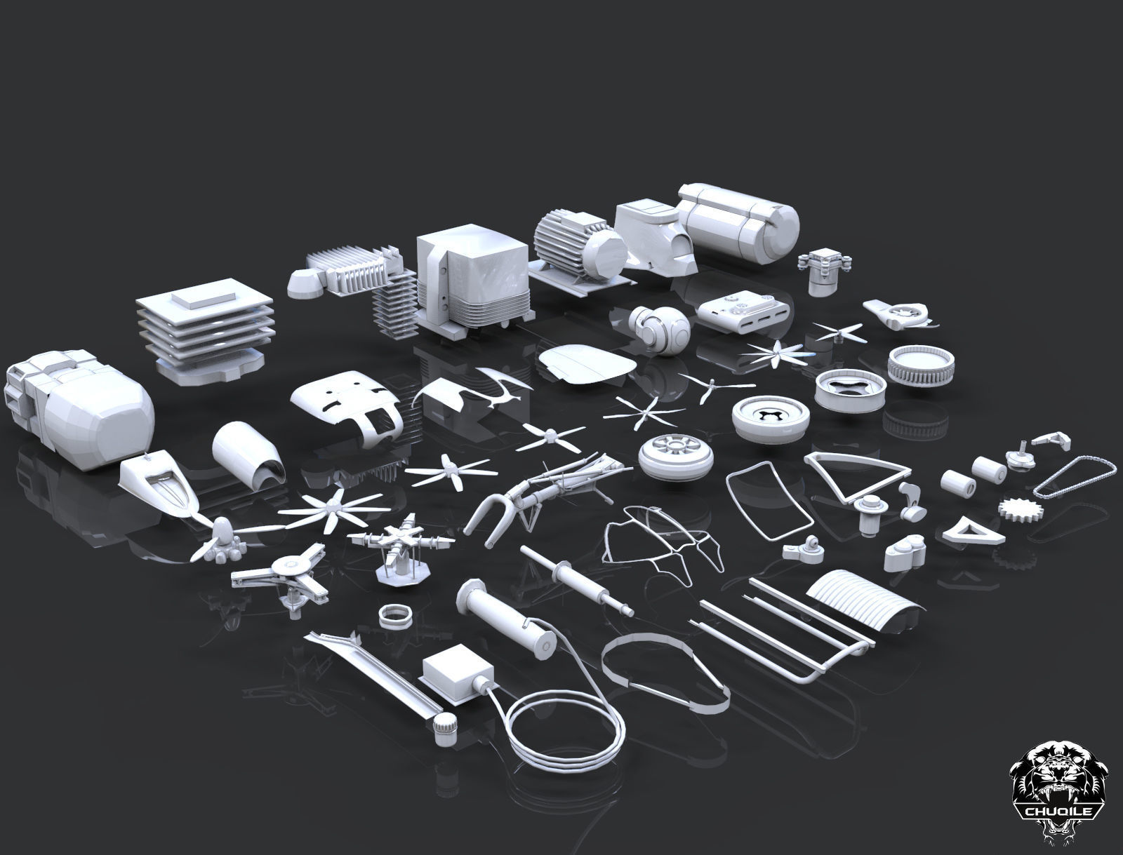 Industrial - Kitbash Low-poly 3D model_1