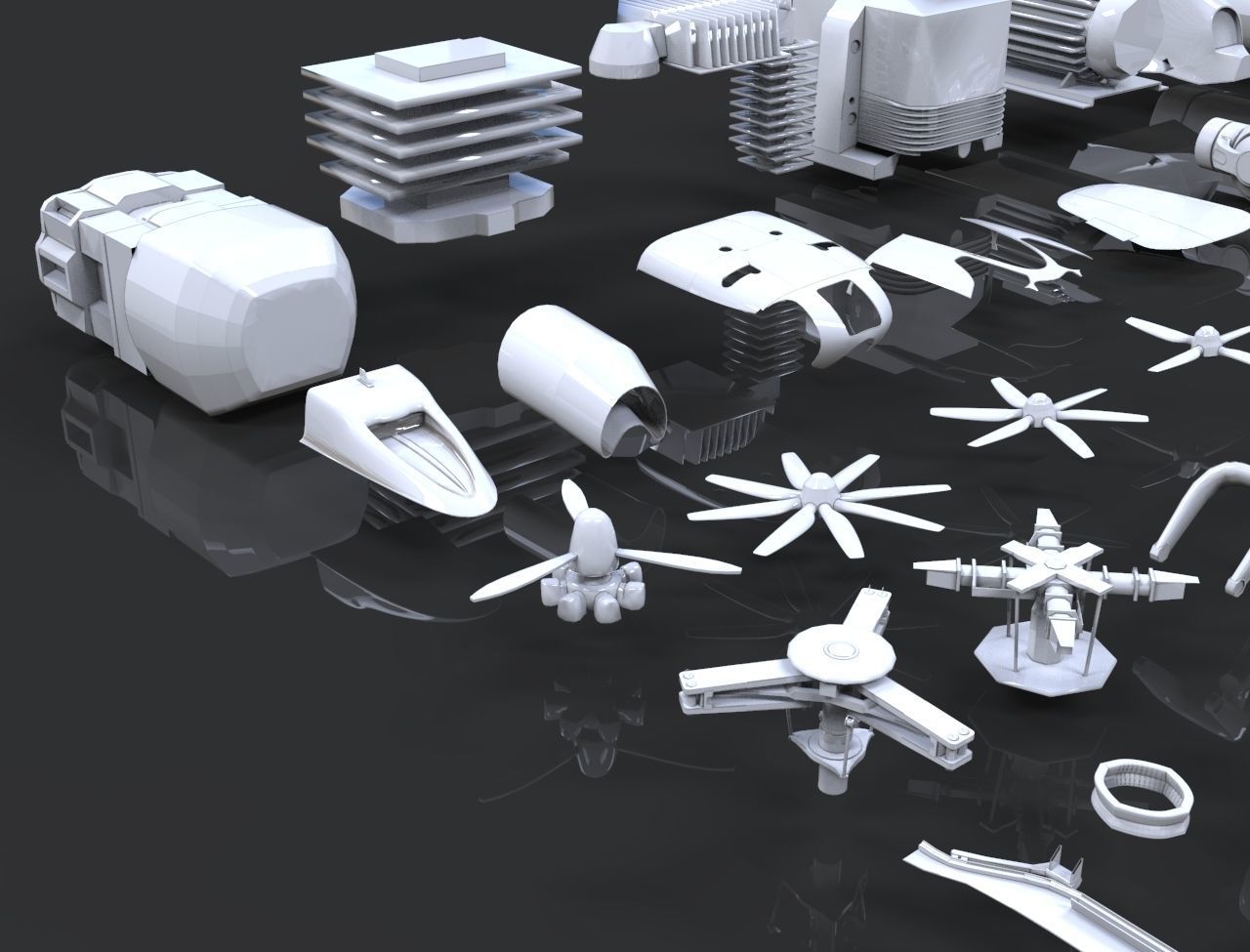 Industrial - Kitbash Low-poly 3D model_3