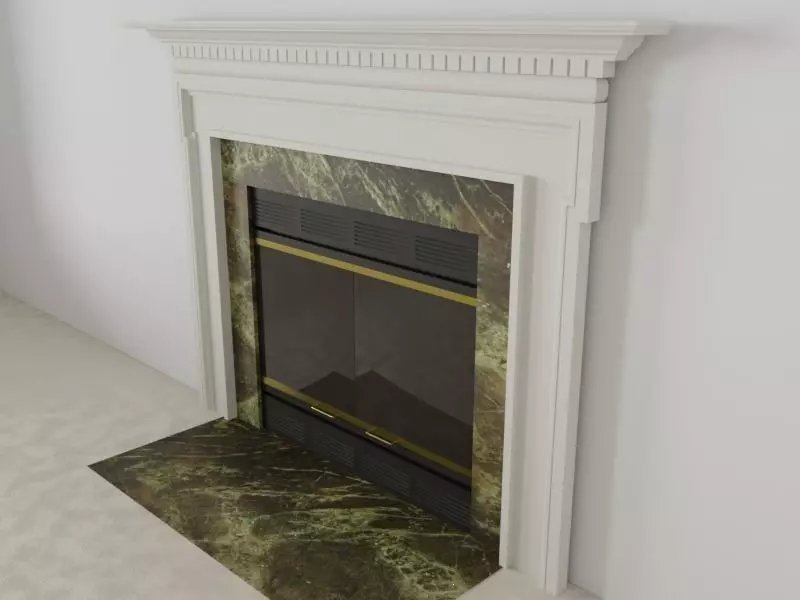 Fireplace mantle with marble Low-poly 3D model_0