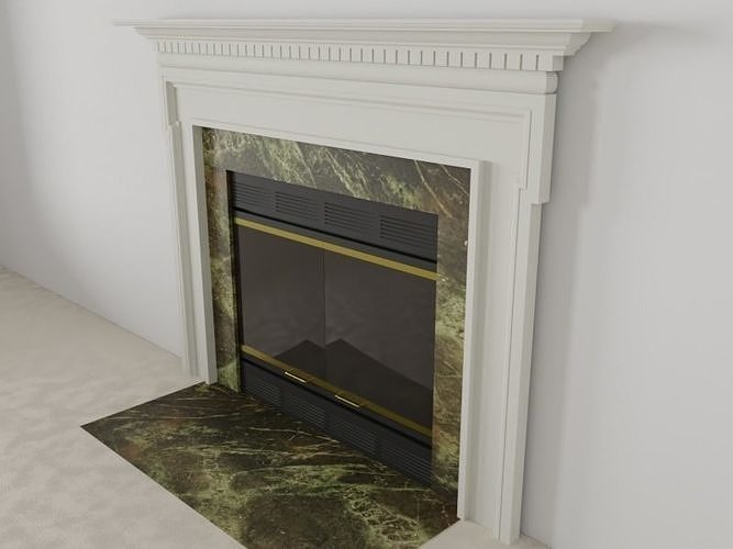 Fireplace mantle with marble Low-poly 3D model