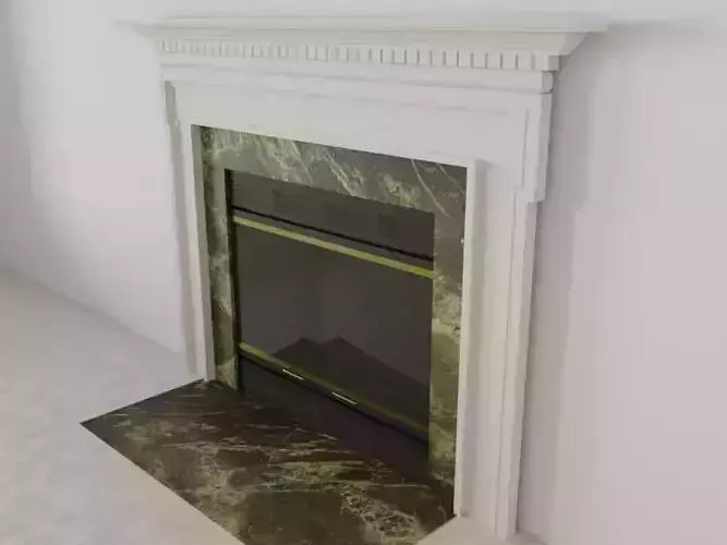 Fireplace mantle with marble Low-poly 3D model