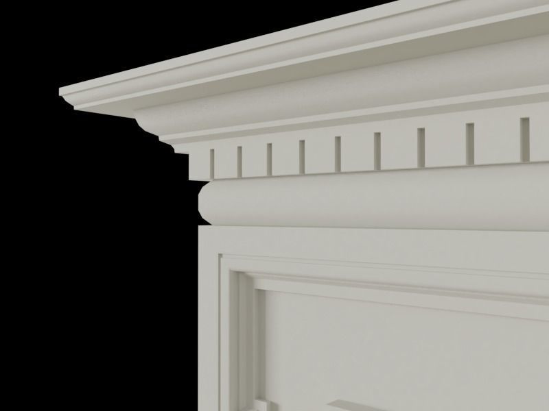 Fireplace mantle with marble Low-poly 3D model_3