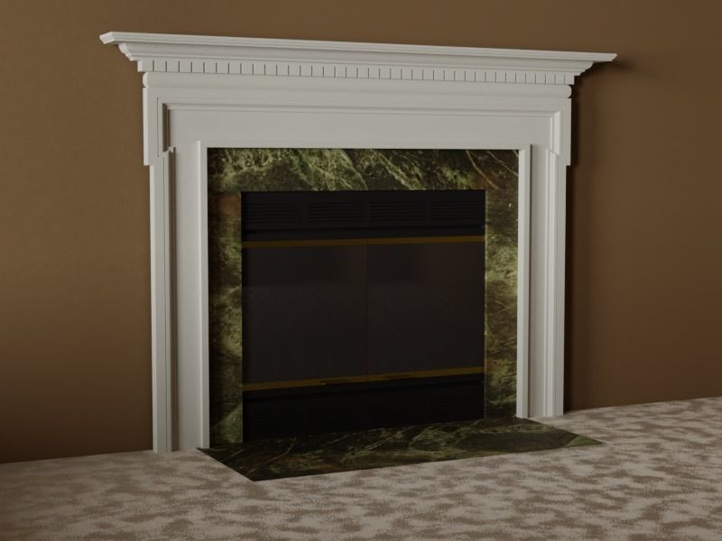 Fireplace mantle with marble Low-poly 3D model_2