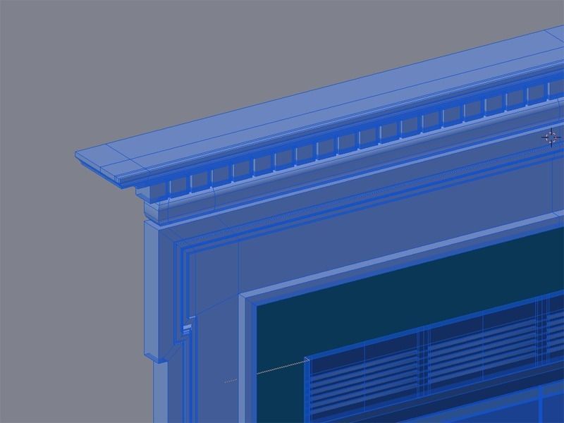Fireplace mantle with marble Low-poly 3D model_4