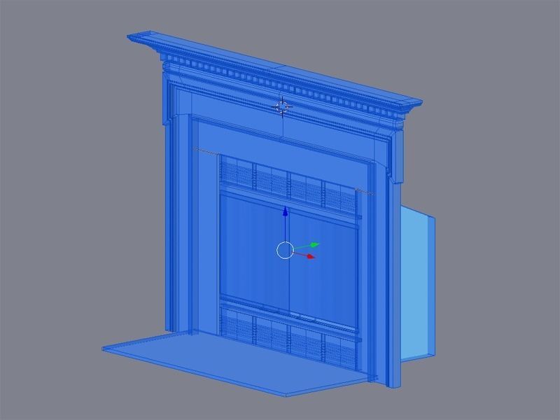 Fireplace mantle with marble Low-poly 3D model_6