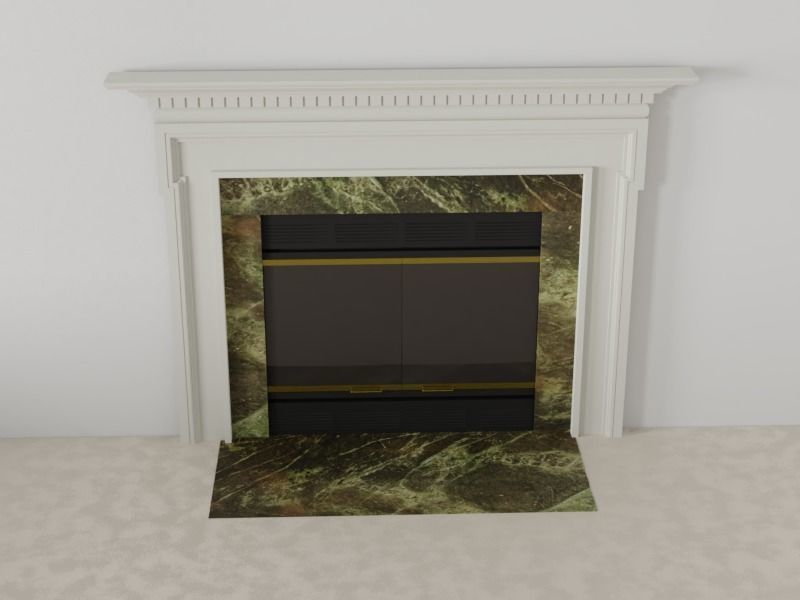 Fireplace mantle with marble Low-poly 3D model_1
