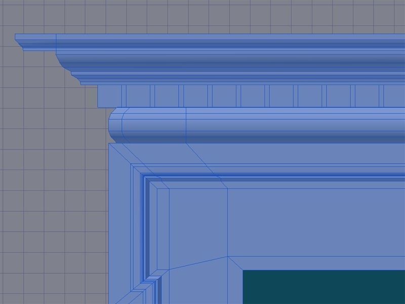 Fireplace mantle with marble Low-poly 3D model_5
