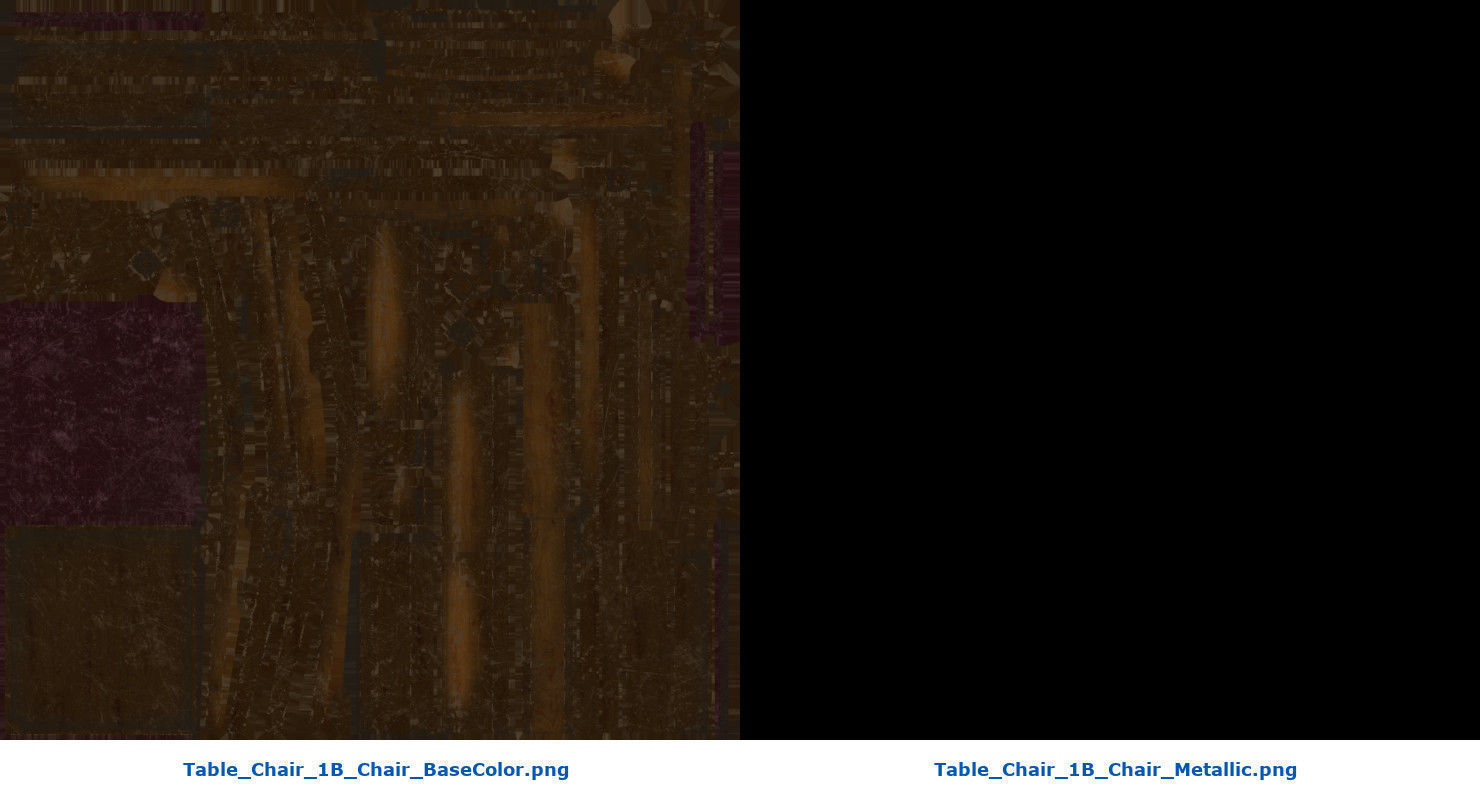 Table And Chair 1B Low-poly 3D model_7